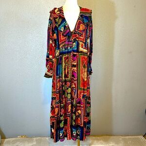 NEW Farm Rio patchwork tapestry ankle maxi dress size S